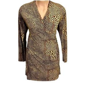 Norma Kamali Leopard Print Faux Wrap Stretch Dress sz 2X‎